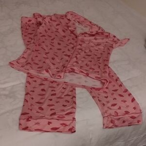 Pink Kiss/Heart Pajama set Size S